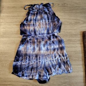 Blue Tie-Dye Women's Shorts Romper
